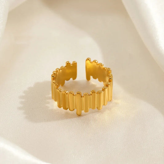 New Trendy Stainless Steel Geometric Rings for Women Gold Color Minimalist Adjustable Finger Rings Wedding Party Jewelry Gifts K's Collection Store