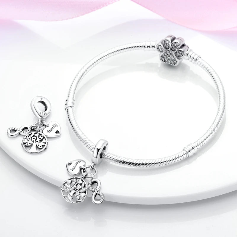 Charms Fit Original 925 Sterling Silver Beads Bear Kart Family Tree Charms For Bracelet Pendant Women Jewelry Gifts K's Collection Store