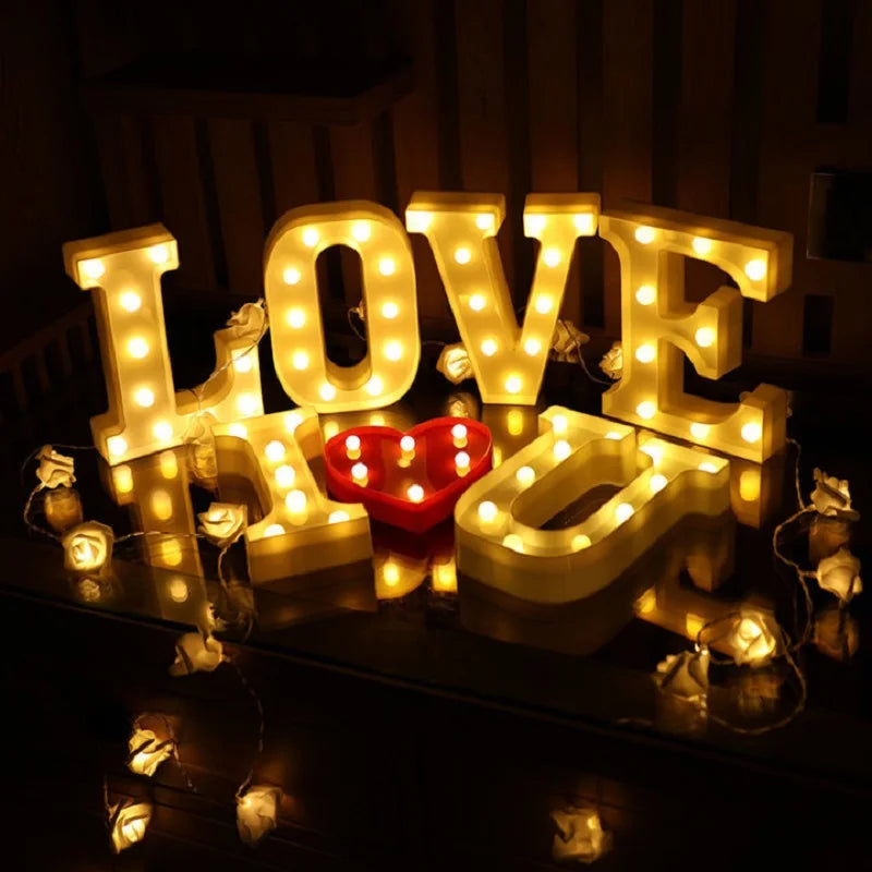 Luxury Alphabet Letter LED Lights Luminous Number Lamp  Battery Night Light for Home Wedding Birthday Christmas Party Decoration K's Collection Store