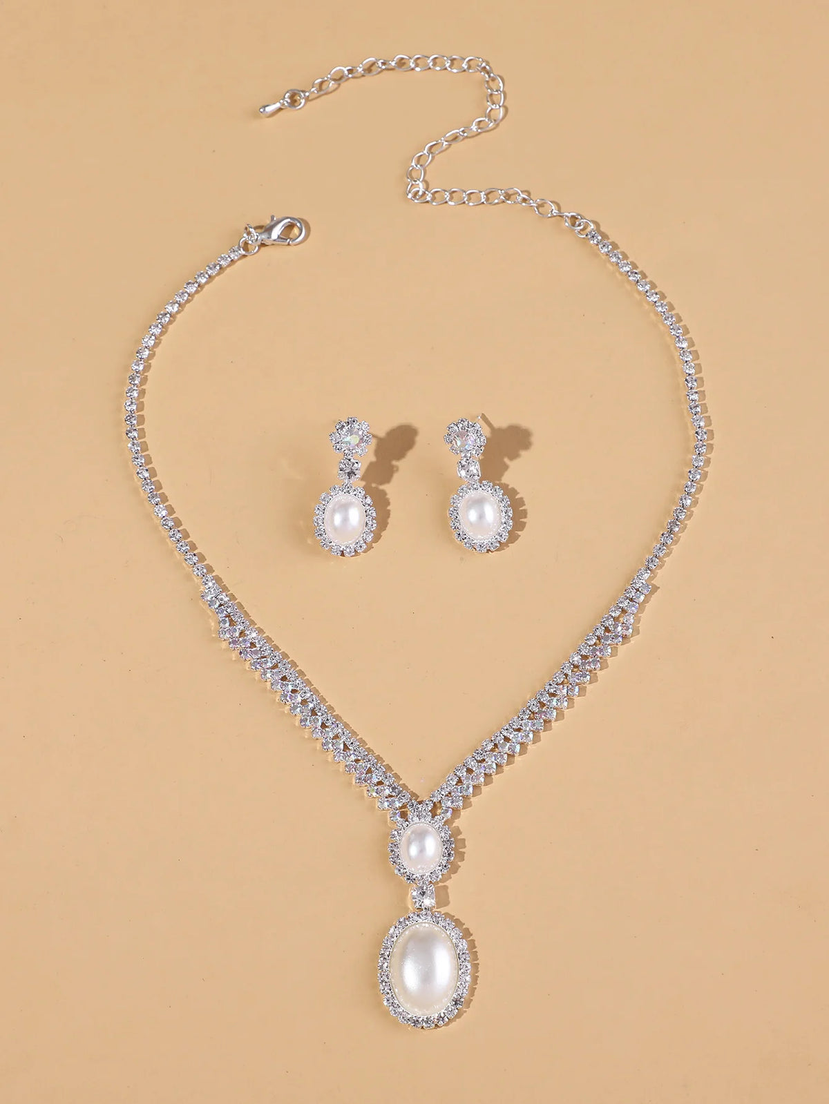 Jewelry Wholesale Fashion New Necklace Earrings Bracelet Set Shiny Bride Jewelry Set Collarbone Necklace K's Collection Store