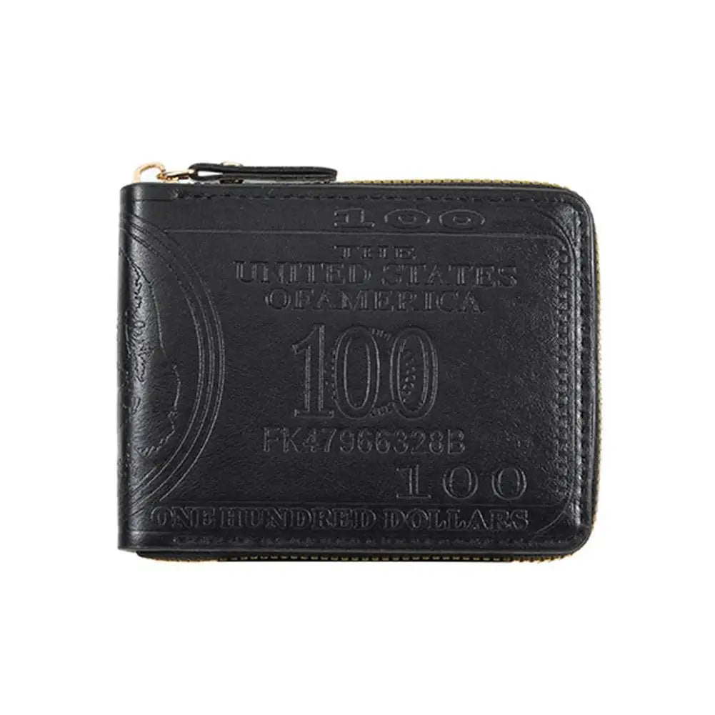 Men's Wallets with 100 US Dollar Pattern Hasp Male Leather Wallet with Zipper Card Holder Coin Pocket Purse Cartera Hombre K's Collection Store