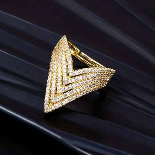 Women's Layered V-Shaped Zircon Ring K's Collection Store