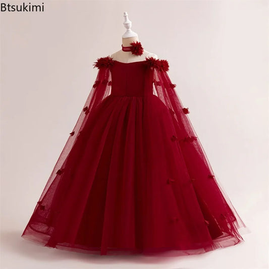 Flower Wedding Party Dress for Girls Kids Princess Tutu Dresses Girl Fashion Lace Birthday Clothes Summer Evening New Prom Gown K's Collection Store