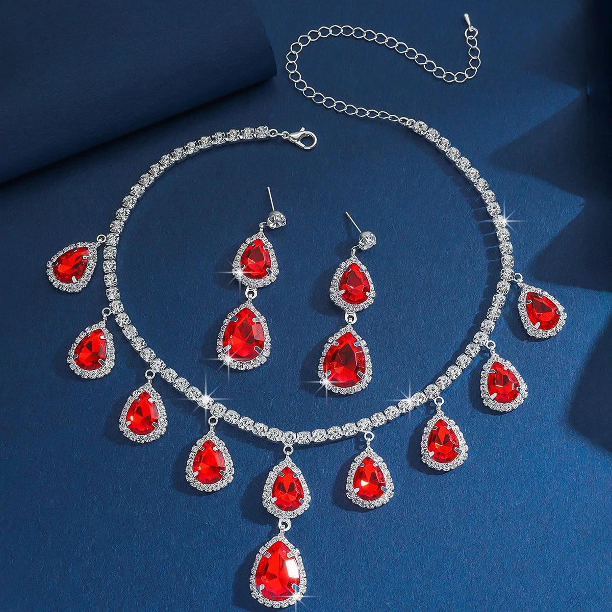 Women's Elegant Crystal Decorated Jewelry Set Trendy Pendant Necklace & Dangle Earrings Jewelry Set for Daily Clothing Decor K's Collection Store