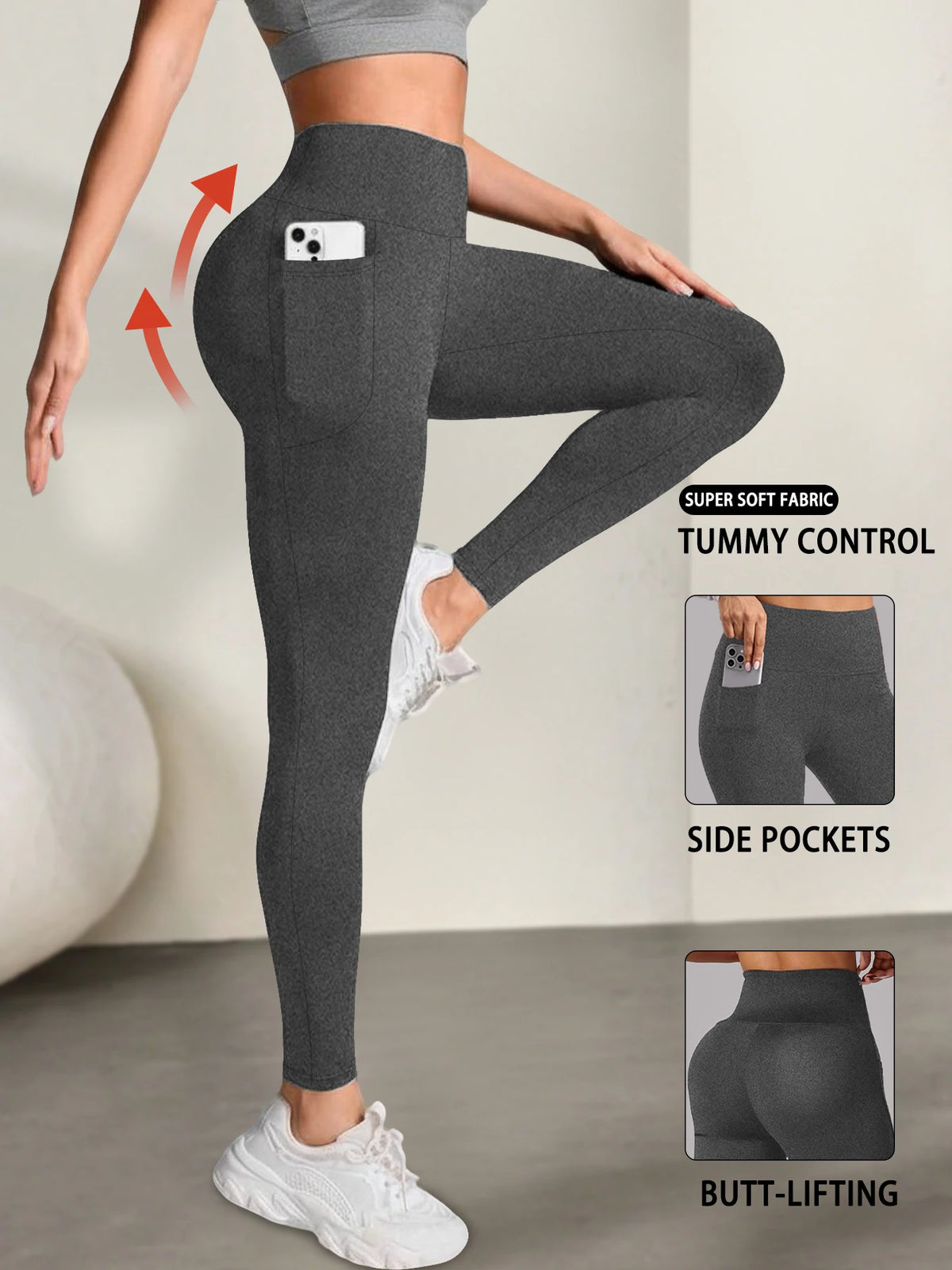 Women's Super Soft Leggings with Pockets, High Waisted Tummy Control for Yoga Workout and Casual Lounge Wear Comfort K's Collection Store