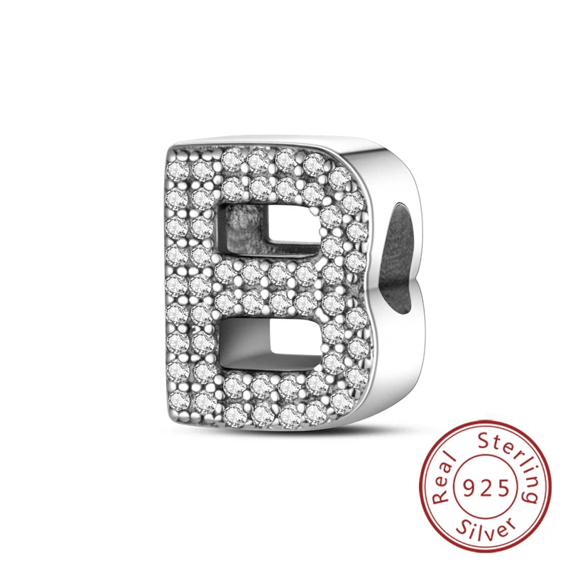 Charms Fit Original Bracelet A-Z Alphabet Charms Beads 925 Sterling Silver 26 Letters Charm for Women Girl DIY Fine Jewelry Gift K's Collection Store