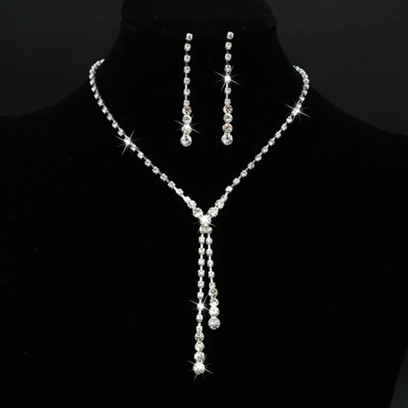Women's Necklace Earrings Set Zircon Dangle Earrings Set Exquisite Wedding Party Jewelry Set for Anniversary Mother's Day Gift K's Collection Store