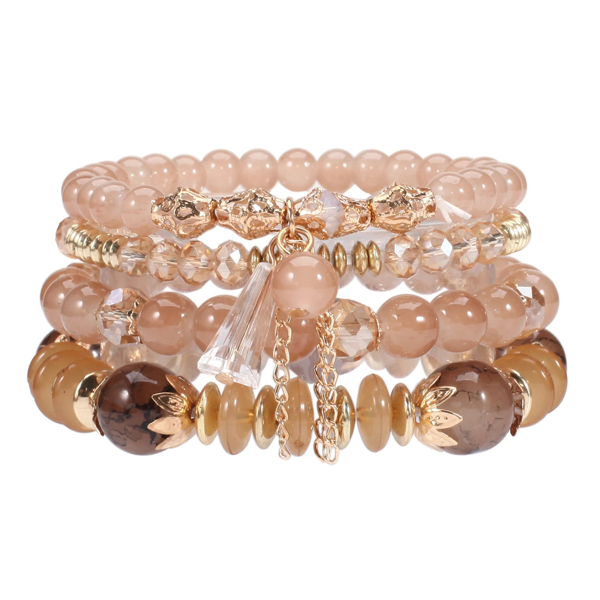 Bohemian Stackable Bead Bracelets for Women Multilayered Bracelet Pendant Charm Stretch Bangles K's Collection Store