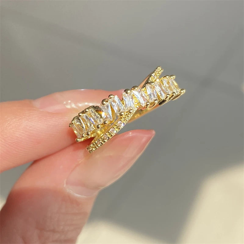 Adjustable Geometric Cubic Zirconia Ring K's Collection Store
