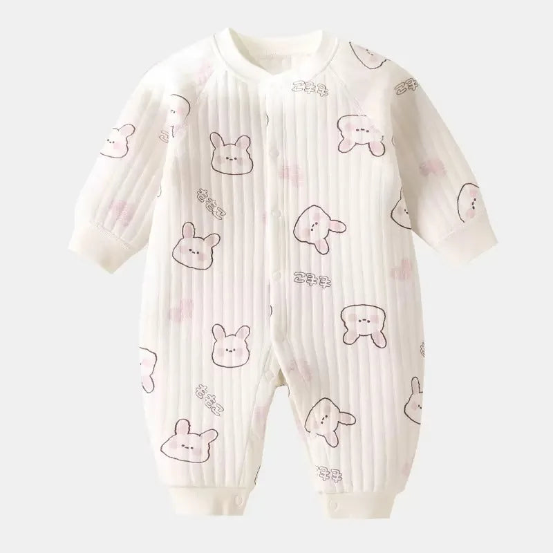 Winter Baby Jumpsuit Long Sleeves and Long Pants Warm Double-faced Fleece Cartoon Design for Boys Girls Bodysuit K's Collection Store