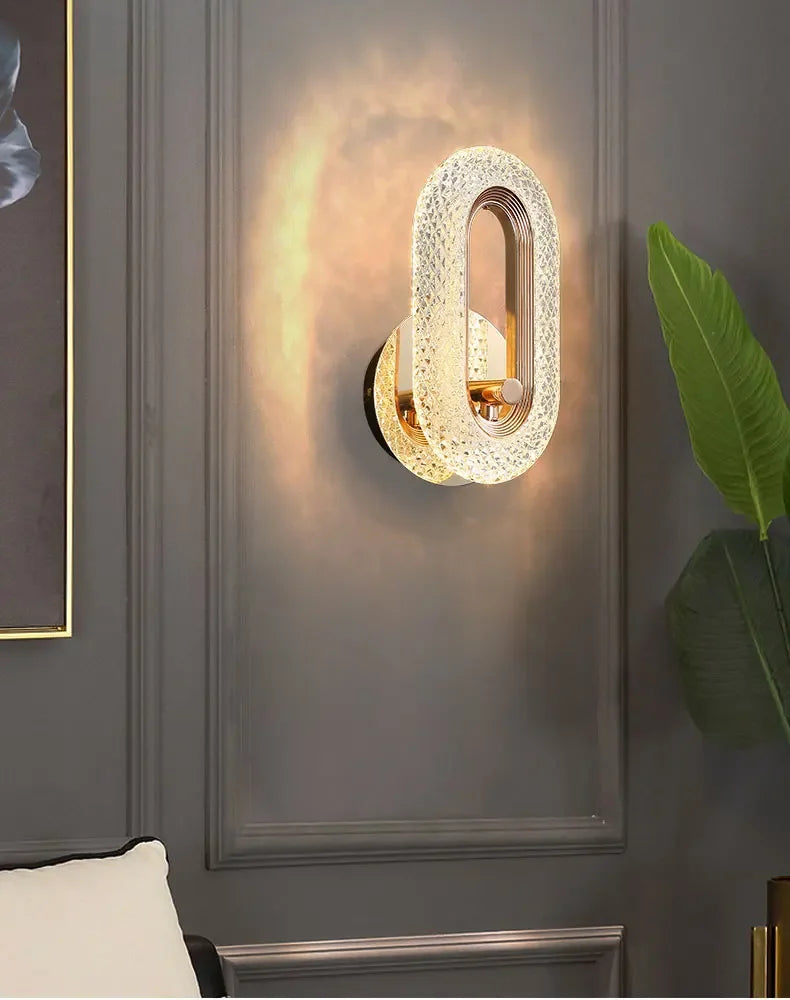 Luxury Bedroom Decoration Wall Lamp Acrylic Lampshade Rose Gold Metal Body Sconce Light LED Home Corridor Warm Atmosphere Lustre K's Collection Store