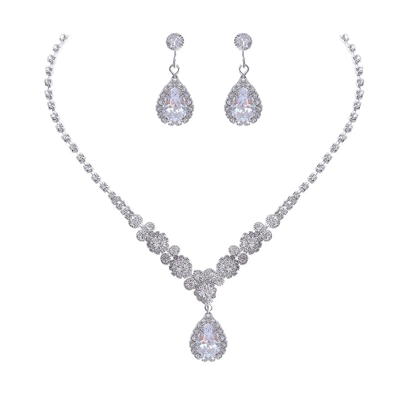 Women's Necklace Earrings Set Zircon Dangle Earrings Set Exquisite Wedding Party Jewelry Set for Anniversary Mother's Day Gift K's Collection Store