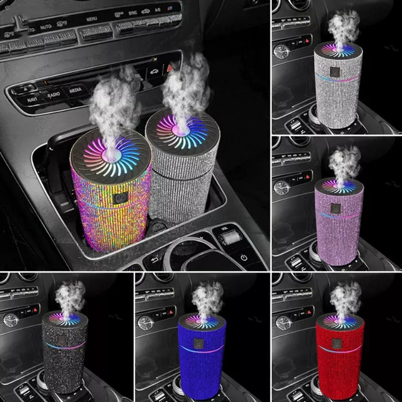 Luxury Diamond Car Diffuser Humidifier with LED Light Auto Air Purifier Aromatherapy Diffuser Air Freshener Car Accessories K's Collection Store