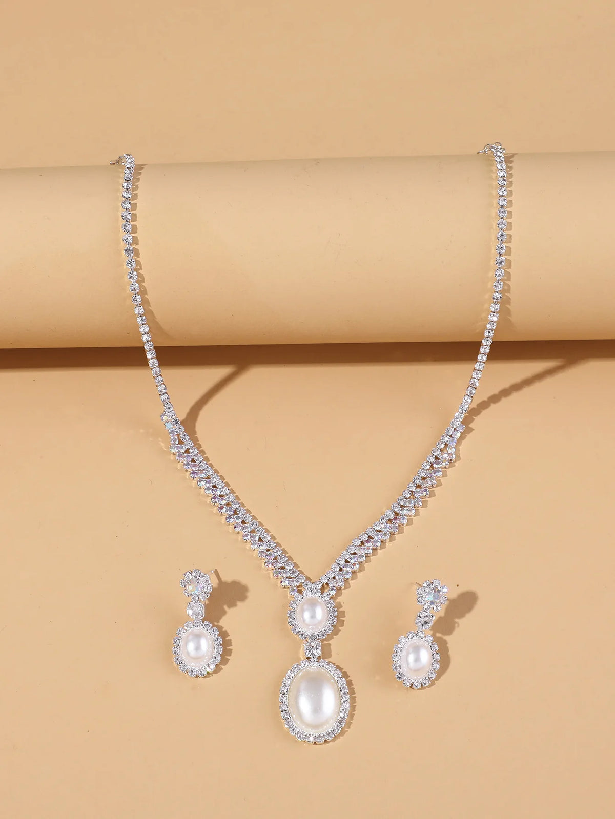 Jewelry Wholesale Fashion New Necklace Earrings Bracelet Set Shiny Bride Jewelry Set Collarbone Necklace K's Collection Store