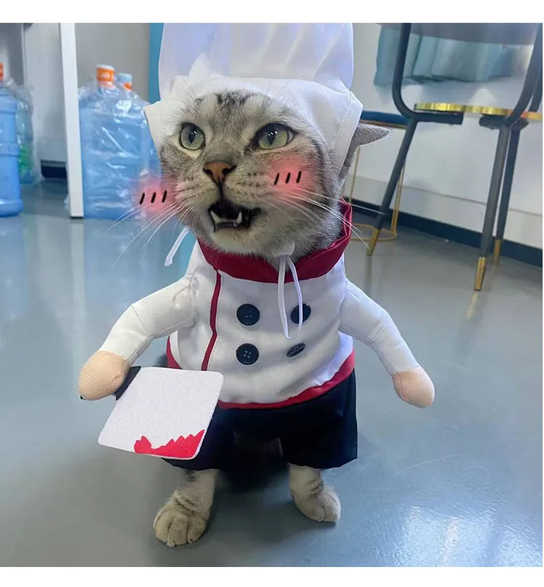 Funny Pet Chef Costume, Cute Dog Cat Baker Outfit for  Party, Birthday Photoshoot Cosplay Puppy Kitten Apparel K's Collection Store