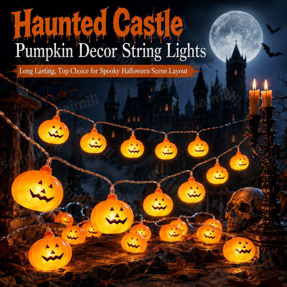 Halloween Pumpkin LED String Lights | Jack-O-Lantern Spooky Decor K's Collection Store