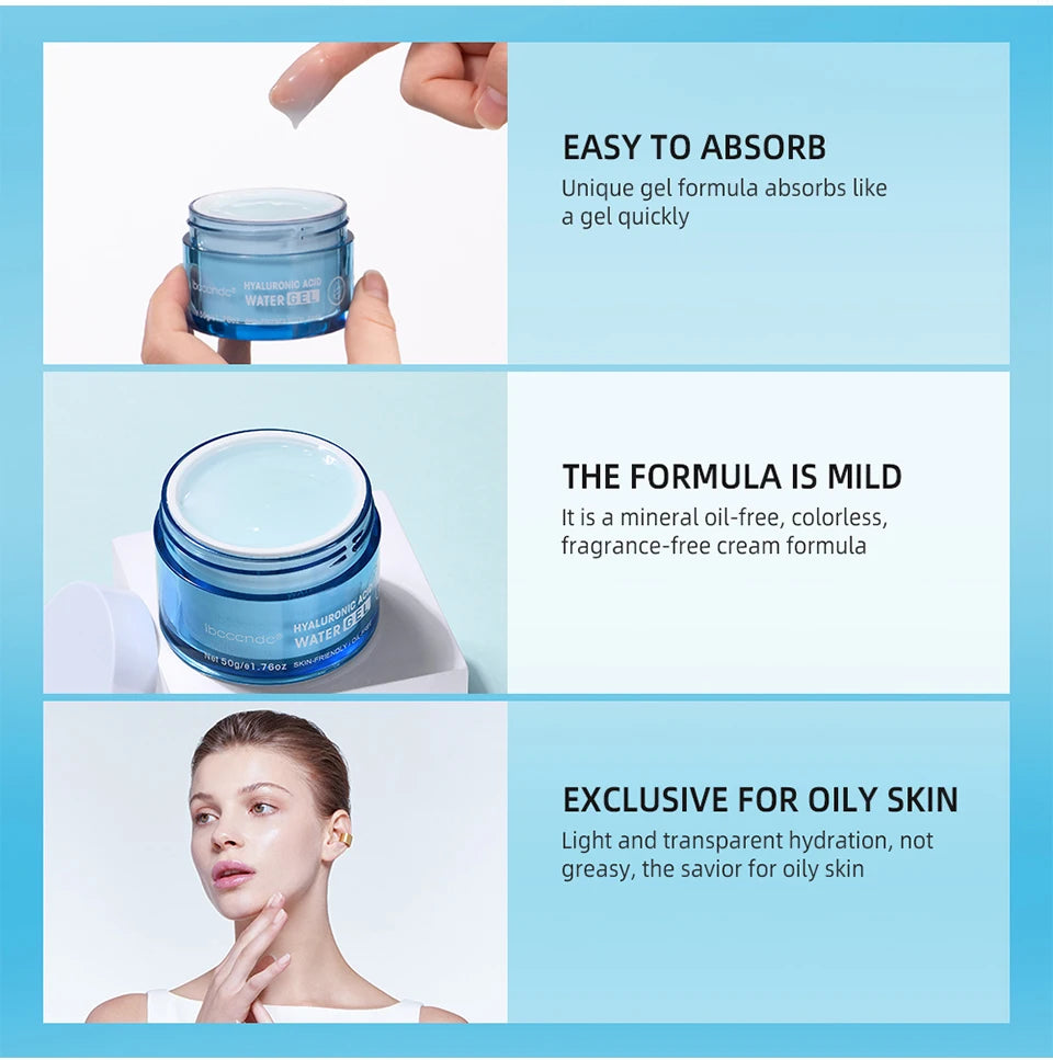 Blue moisturizing cream jar with white lid, held in hand
