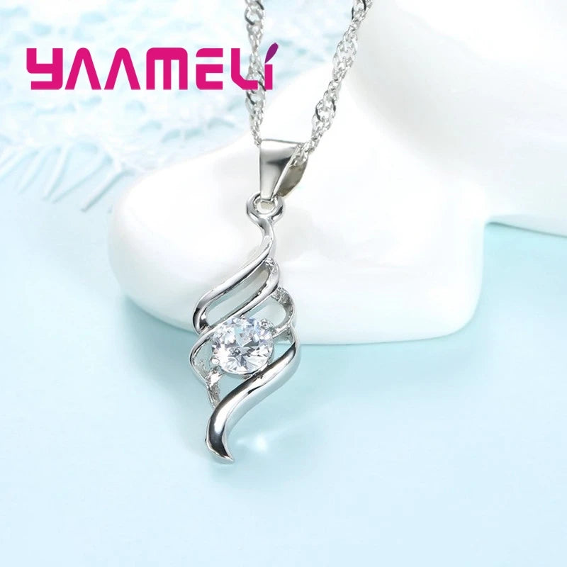 Jewelry Sets For Women Charms 925 Sterling Silver Color Pendant Necklace Hoop Earring Fashion Classic Collares Wedding Gift K's Collection Store