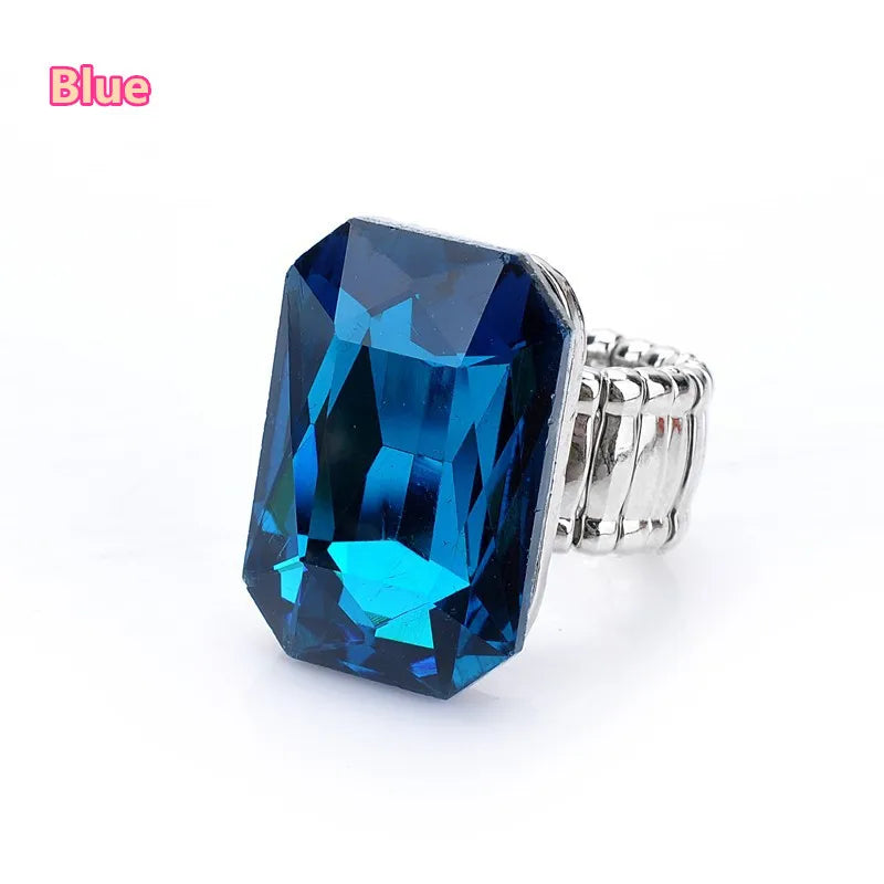 Personality Elegant Big Ring for Women 7 Colors Big Resin Stone Fashion Elastic Stretch Finger Rings Jewelry Christmaswholesale K's Collection Store