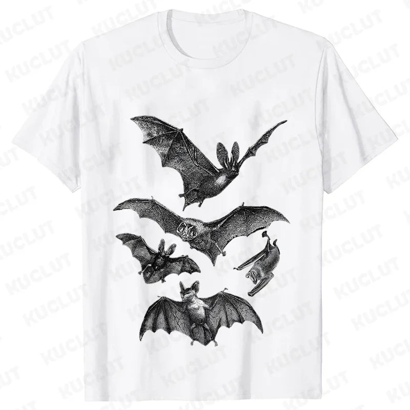 Gothic T Shirts for Men Witchy Clothing Goth Dark Grunge T-shirt Aesthetic Halloween Vampire Bat Vintage Clothes Short Sleeve K's Collection Store