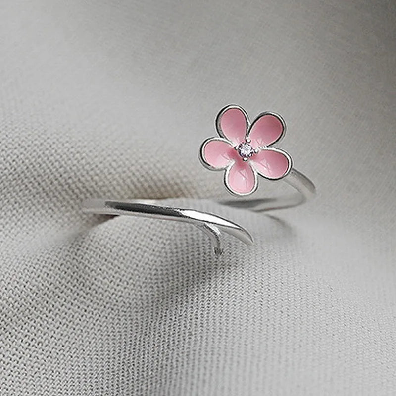 Luxury Zircon Flower Opening Rings for Women Cubic Zirconia Rose Cherry Blossom Tulip Adjustable Finger Ring Wedding Jewelry K's Collection Store
