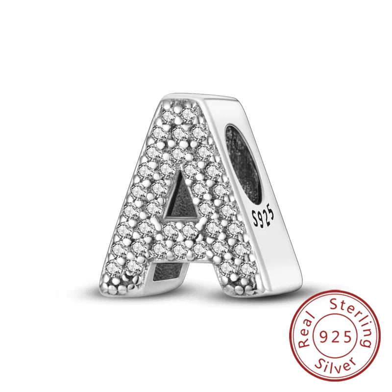 Charms Fit Original Bracelet A-Z Alphabet Charms Beads 925 Sterling Silver 26 Letters Charm for Women Girl DIY Fine Jewelry Gift K's Collection Store