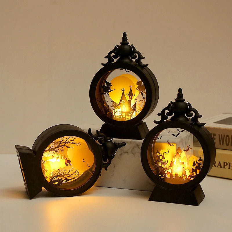 Halloween LED Wind Night Light Portable Pumpkin Ghost Lantern Bar Desktop Ornament Halloween Decor Props Party Supplies DeskLamp K's Collection Store
