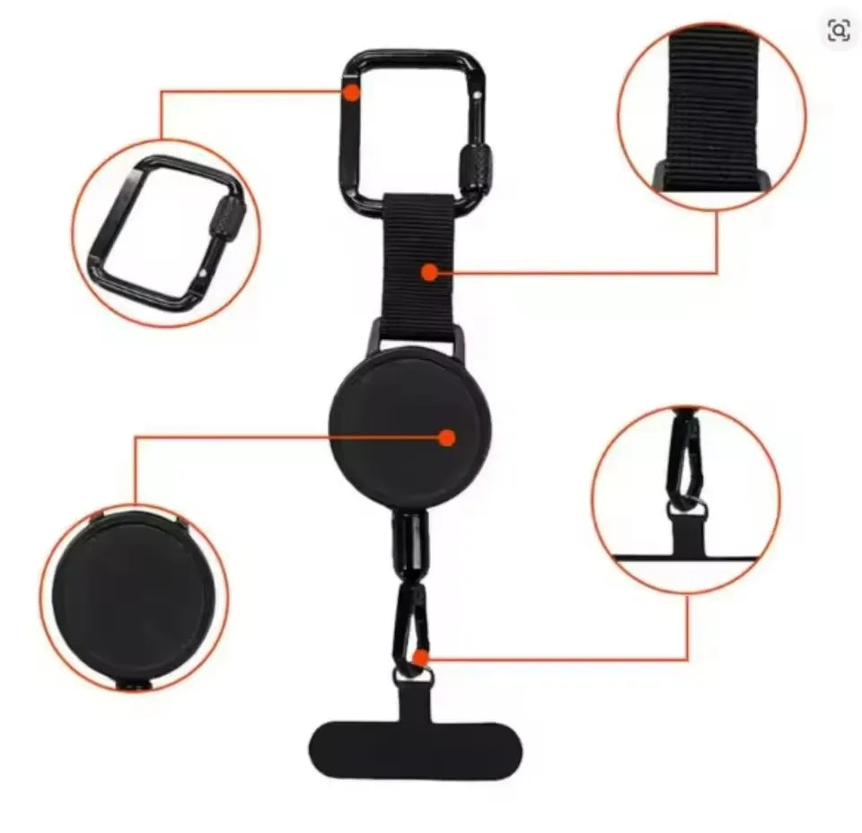 Retractable Anti-Theft Phone Holder Smartphone Safety Lanyard Stra with Carabiner Anti-Drop Harness for Hiking Cycling Climbing K's Collection Store