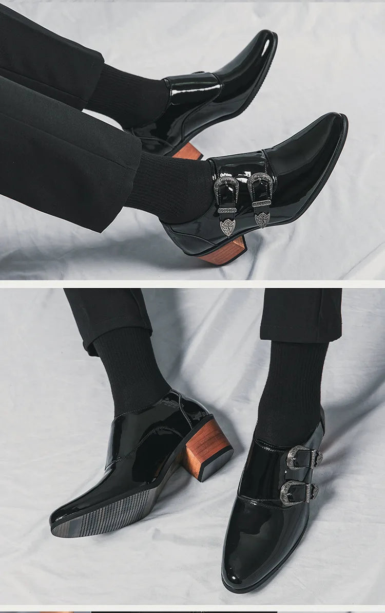 Luxury Classic High Heels Men Leather Shoes Height Increasing Casual Wedding Party Dancing Shoes Men Spring/Autumn K's Collection Store