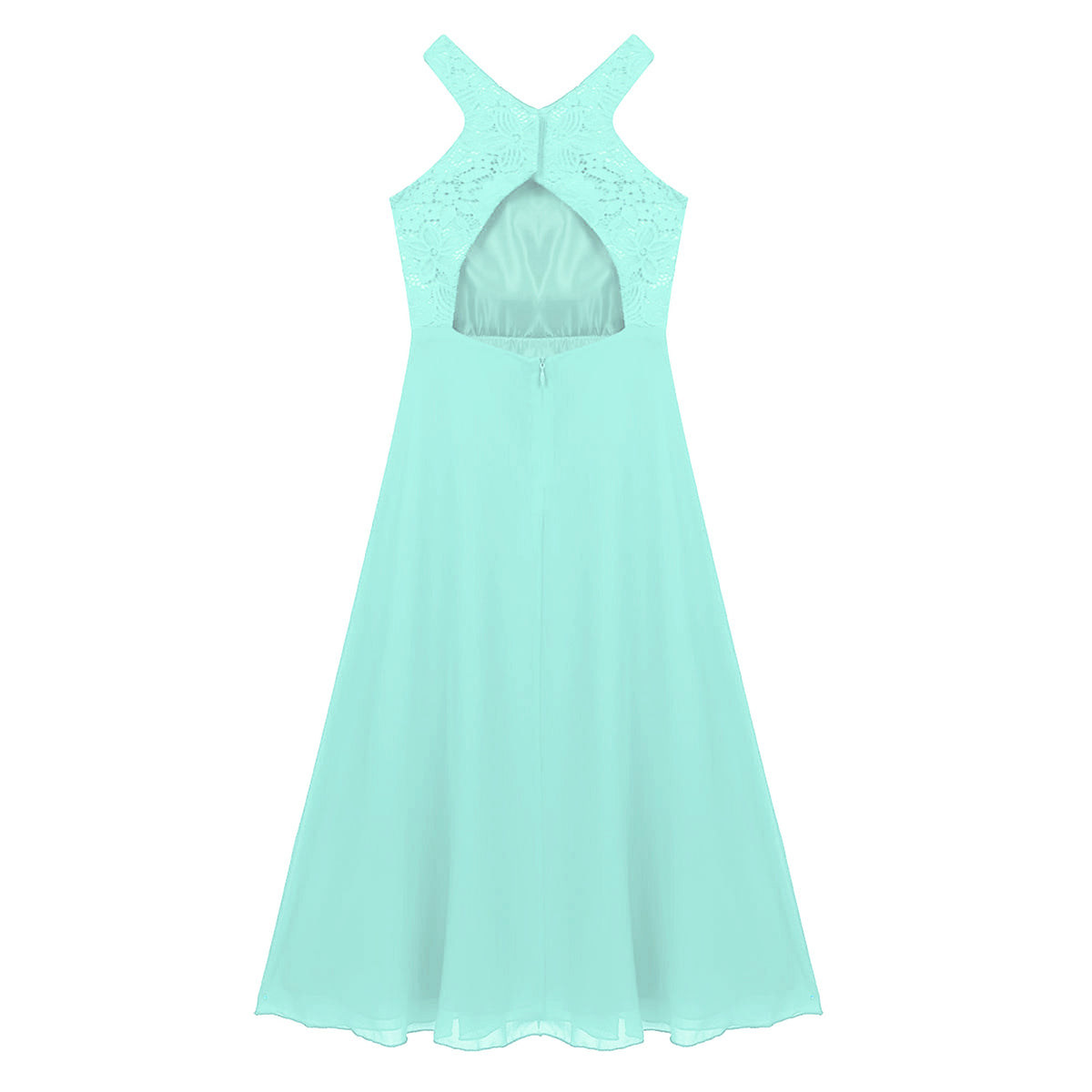 Kids Chiffon Floral Lace Cutout Back Flower Girl Dress Childs Girls Children Wedding Birthday Party Clothes K's Collection Store