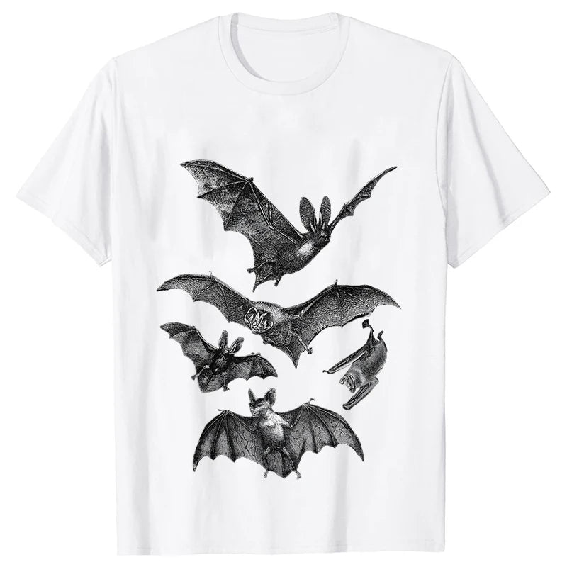 Gothic T Shirts for Men Witchy Clothing Goth Dark Grunge T-shirt Aesthetic Halloween Vampire Bat Vintage Clothes Short Sleeve K's Collection Store