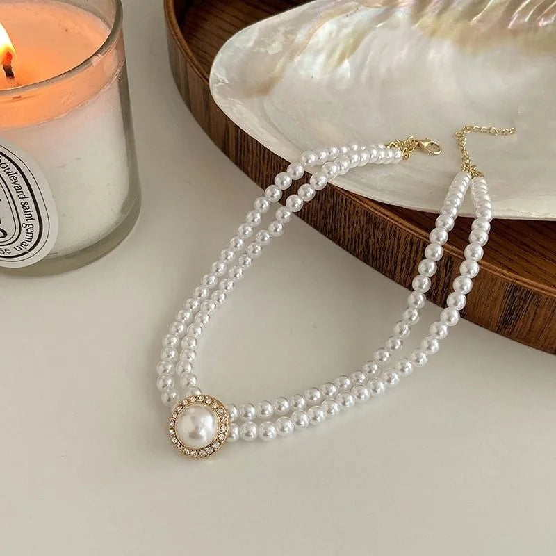 Elegant Big White Imitation Pearl Necklace Earring Ring Jewelry Set Crystal Jewelry Fashion Wedding Bridal Accessory Set Gifts K's Collection Store
