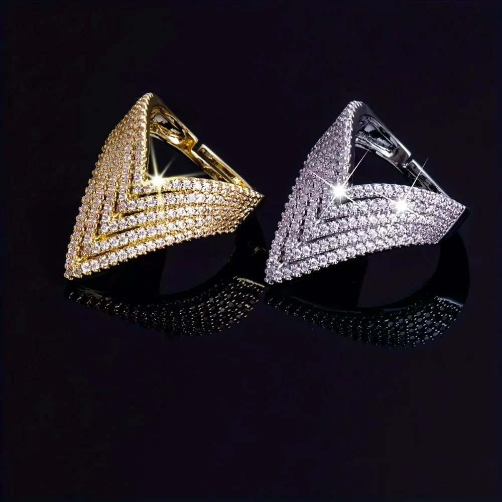 Women's Layered V-Shaped Zircon Ring K's Collection Store
