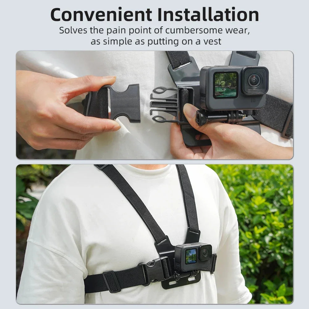 Chest Strap Mount Belt for DJI Action 5 Pro/Insta360 X5/Osmo 360 Camera Harness for Phone Sports POV Photographic Accessories K's Collection Store