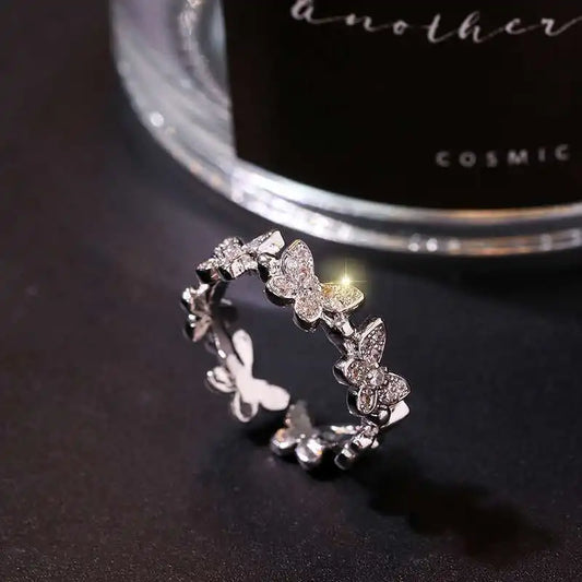 New Fashion Butterfly Rings Shiny Cubic Zirconia Leaves Geometric Adjustable Finger Ring Girls Minimalist Dainty Jewlery Gifts K's Collection Store