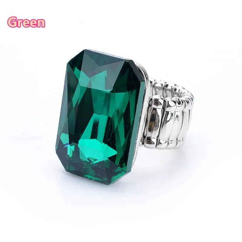 Personality Elegant Big Ring for Women 7 Colors Big Resin Stone Fashion Elastic Stretch Finger Rings Jewelry Christmaswholesale K's Collection Store