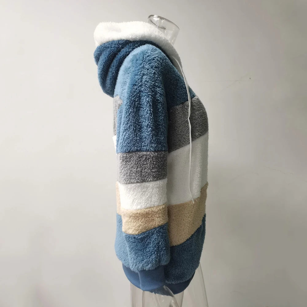 Oversized Jacket for Women Coat 2025 Autumn Winter Warm Plush Pocket Hooded Streetwear Loose Lady Zipper Cashmere Outerwear Coat K's Collection Store