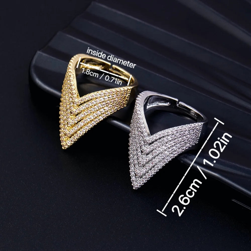 Women's Layered V-Shaped Zircon Ring K's Collection Store