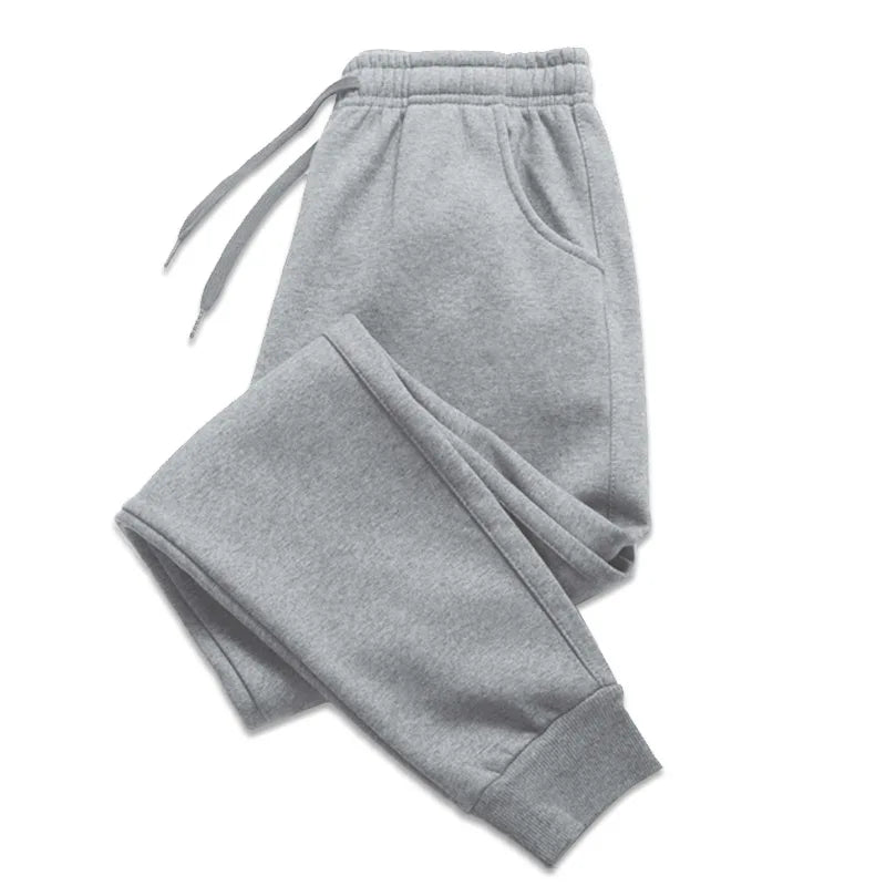 Men's slim fit heather gray jogger sweatpants with drawstring and tapered cuffs