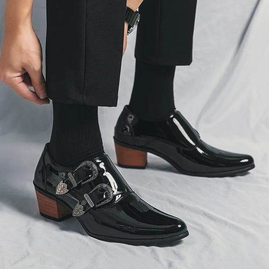 Luxury Classic High Heels Men Leather Shoes Height Increasing Casual Wedding Party Dancing Shoes Men Spring/Autumn K's Collection Store