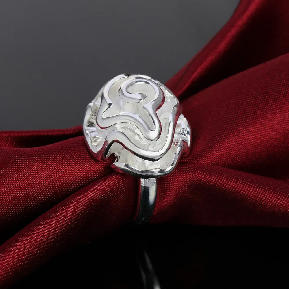 Charm women 925 sterling Silver Jewelry set fine rose flower bangle Bracelets rings necklaces earring stud Party gifts K's Collection Store