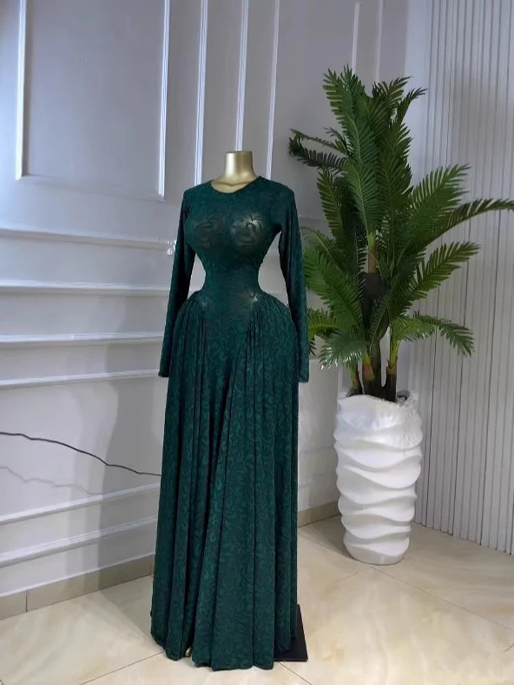 Luxury Women Elegant Design Print Mesh Long Dress with Inner Dress 2 Piece Set Vacation Beach Style Long Sleeved Maxi Dresses K's Collection Store