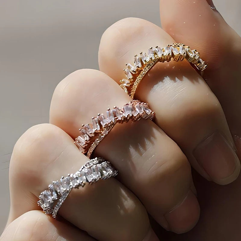 Adjustable Geometric Cubic Zirconia Ring K's Collection Store