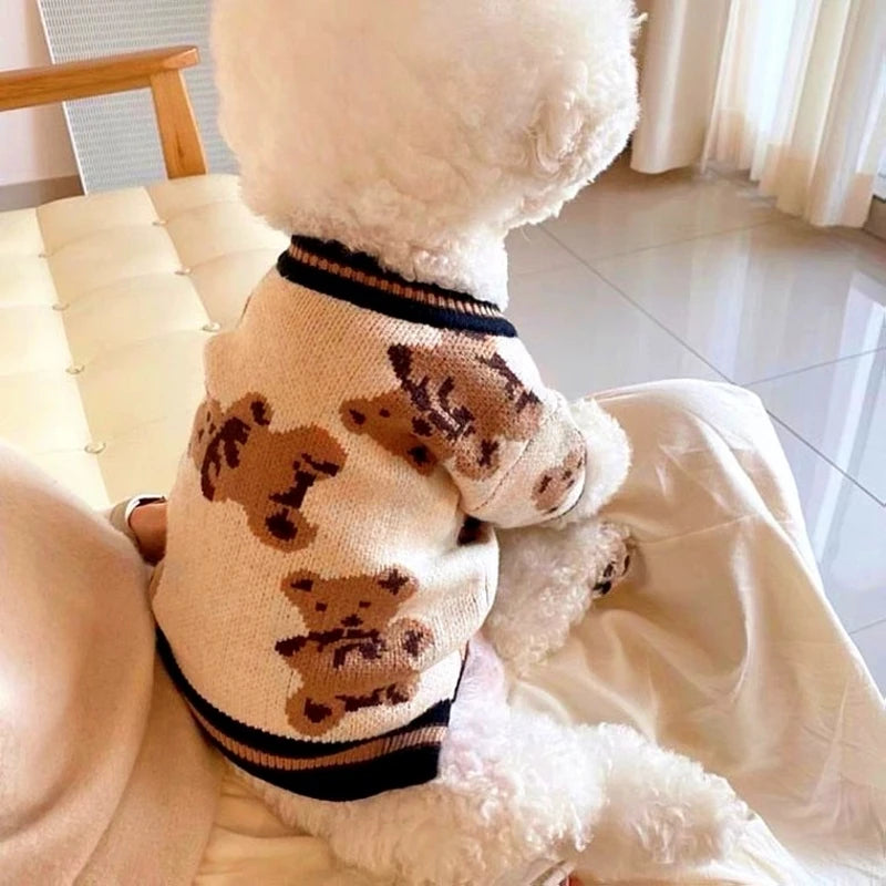 Luxury Striped Dog Cardigan Sweater | Small Dogs, Chihuahua, Bichon, Kitten – Warm Pet Coat K's Collection Store