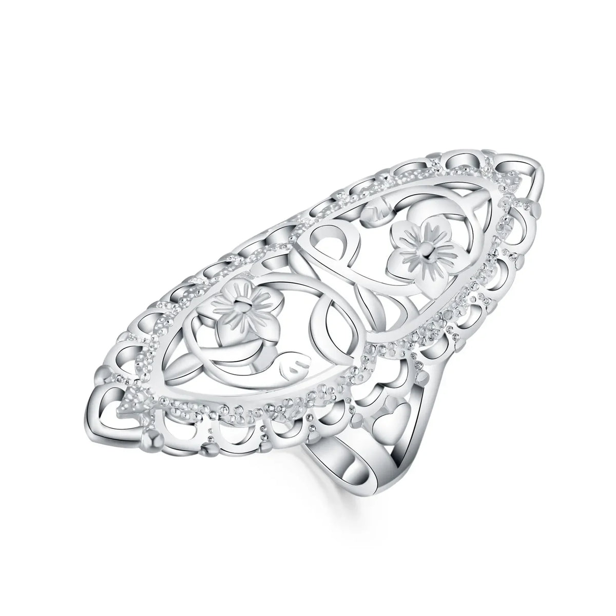 Cute nice 925 Sterling Silver fine Retro Hollow wide flower Rings For Women Fashion Party Charm wedding  Jewelry Gifts K's Collection Store
