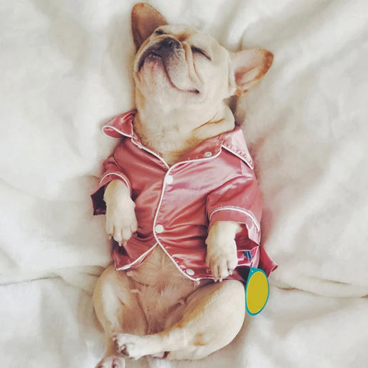 Luxury Pet Dog Pajamas Soft Silk French Bulldog Pajamas Pet Coat Clothing For Small Dogs Shih Tzu Puppy Cat Clothes XS-XL K's Collection Store