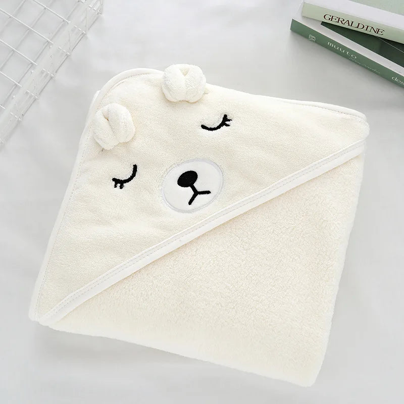 Toddler Bathrobe Infant Bath Towel Boy Girl Blankets Swaddle With Hood Cartoon Coral Fleece Towel Blanket Newborn Kids Bedding K's Collection Store