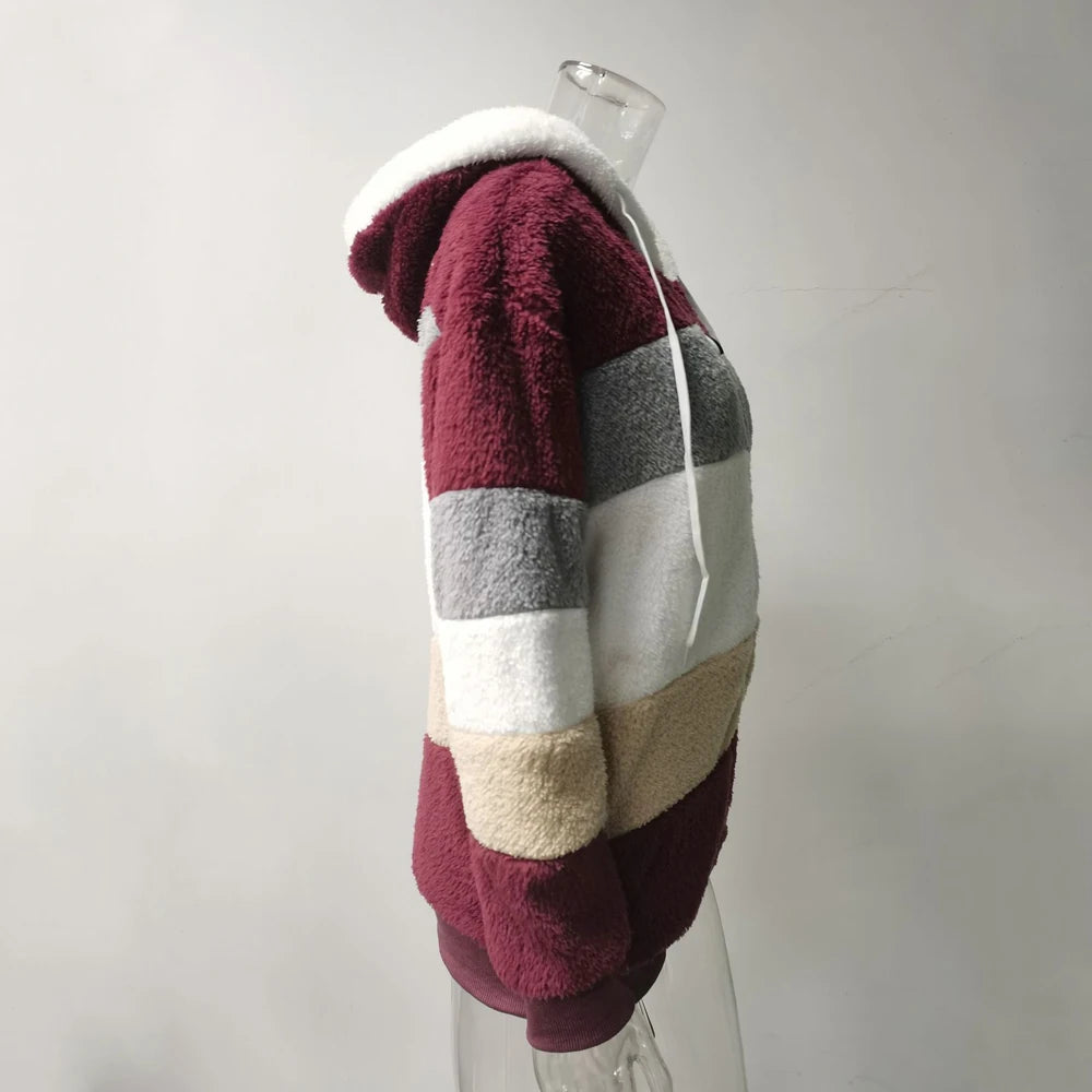 Oversized Jacket for Women Coat 2025 Autumn Winter Warm Plush Pocket Hooded Streetwear Loose Lady Zipper Cashmere Outerwear Coat K's Collection Store
