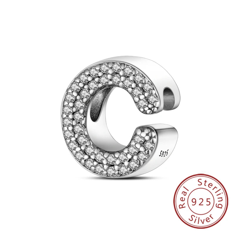 Charms Fit Original Bracelet A-Z Alphabet Charms Beads 925 Sterling Silver 26 Letters Charm for Women Girl DIY Fine Jewelry Gift K's Collection Store