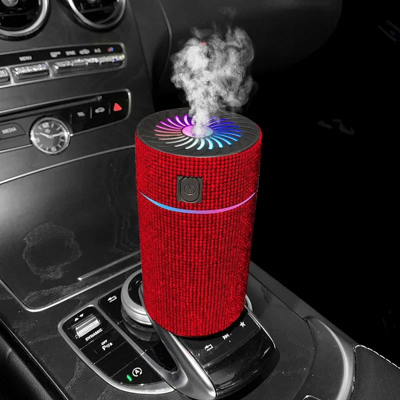 Luxury Diamond Car Diffuser Humidifier with LED Light Auto Air Purifier Aromatherapy Diffuser Air Freshener Car Accessories K's Collection Store